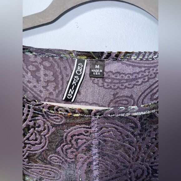 SnoSkins Tie Dye Velvet burnout Paisley floral size Medium EUC - Picture 3 of 6